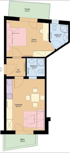 Grundriss des Appartements