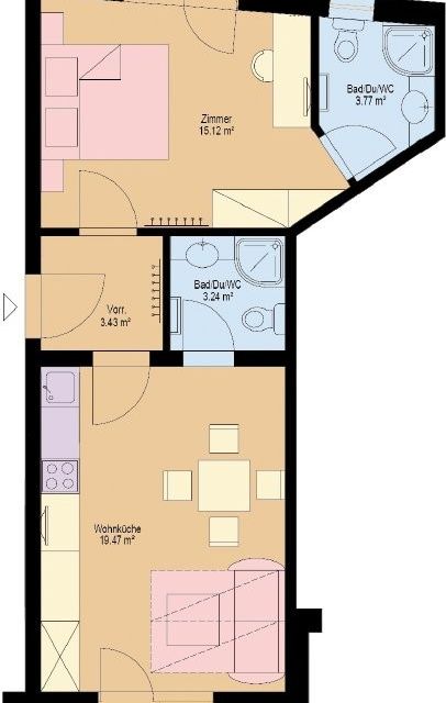 Grundriss des Appartements